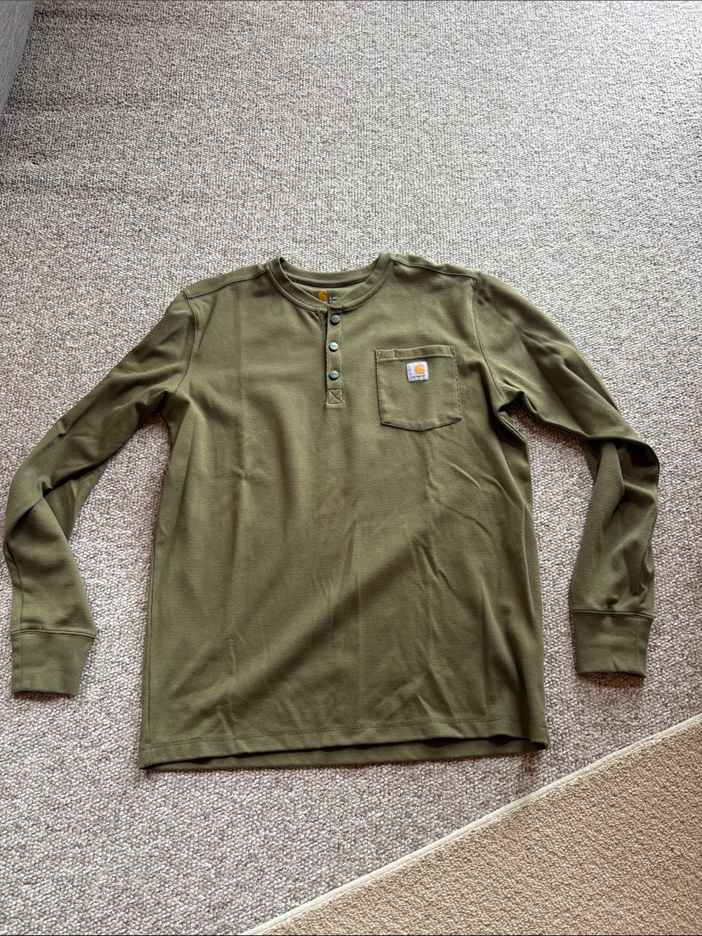 Carhartt Olive Long-Sleeve Henley with Pocket